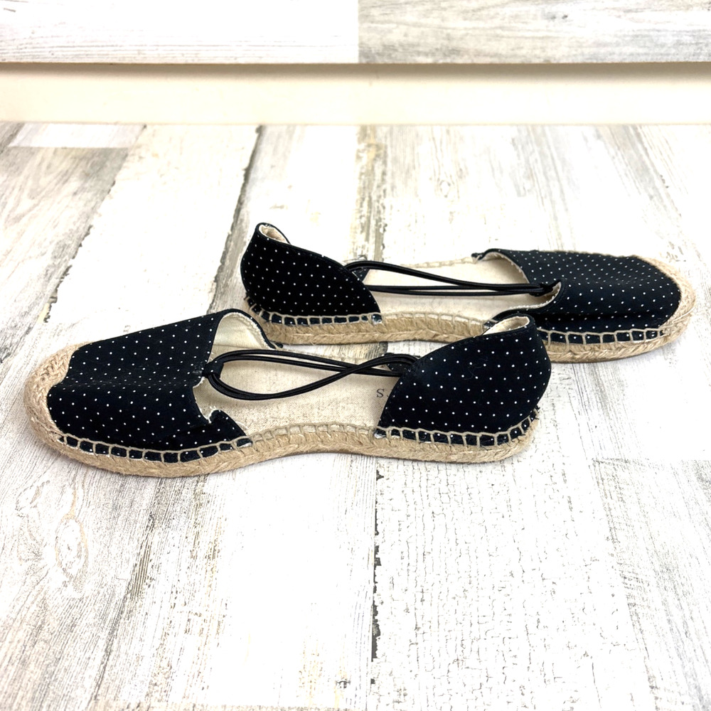 Talbots Womens 7 Black Polka Dot Espadrille Slip On  Loafers Coastal Casual NEW